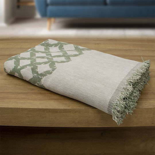 Lino Home Milto Ριχτάρι Διθέσιου Καναπέ Chenille 180x250εκ. Γκρι|πράσινο 3000004145