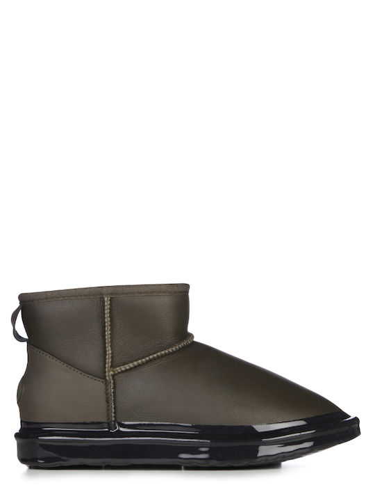 Leder Stiefeletten Damen Grün