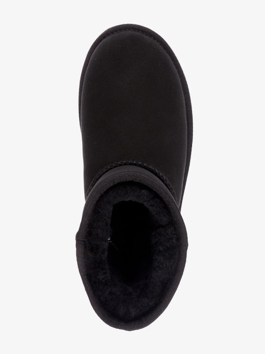 Leder Stiefeletten Damen Schwarz