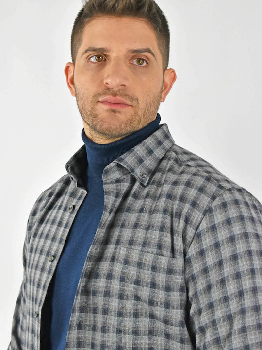 Cu mânecă lungă Flanel Cămașă Carou Blue