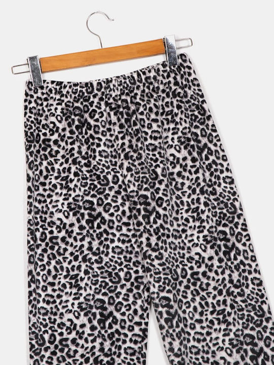 Velours-Pyjama-Set mit Tiermuster Grau Grau