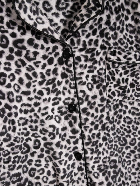 Velours-Pyjama-Set mit Tiermuster Grau Grau