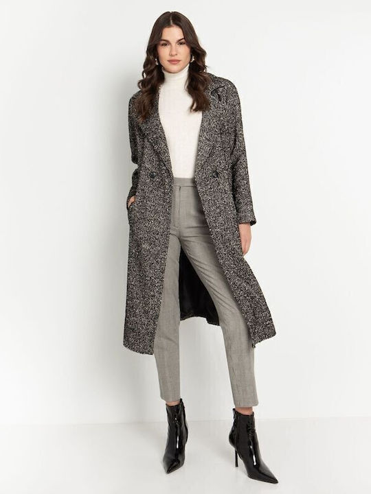 Women's black Coat with Buttons