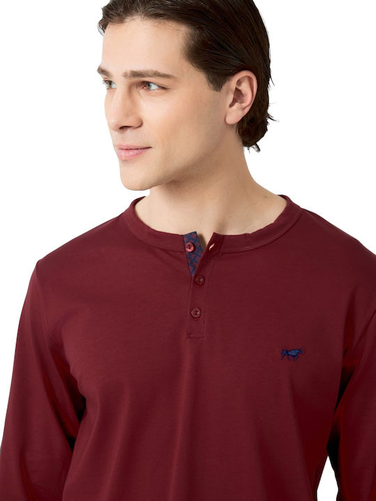 Minerva Men's Winter Cotton Pajamas Set Bordeaux