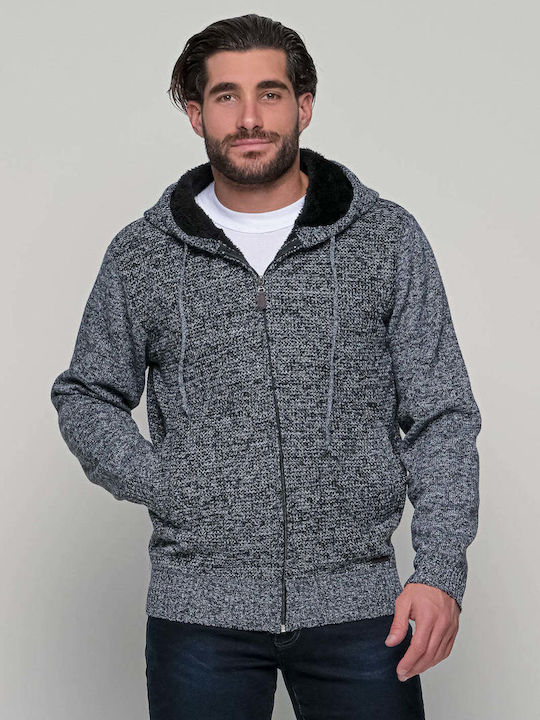 Lexton Men's Knitted Hooded Cardigan Grey