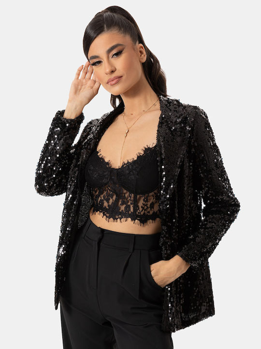 Damen Paillettenblazer Schwarz