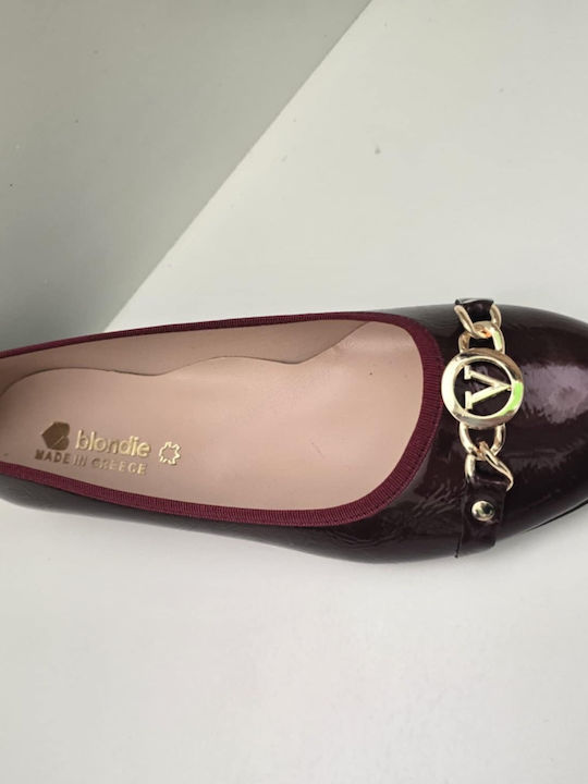 Synthetic Leather Ballerinas Burgundy