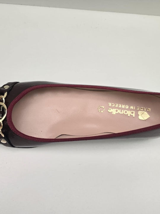 Synthetic Leather Ballerinas Burgundy