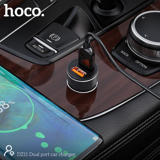 Hoco Auto-Ladegerät 2.4A mit Anschlüssen: 2xUSB Schwarz Farbe