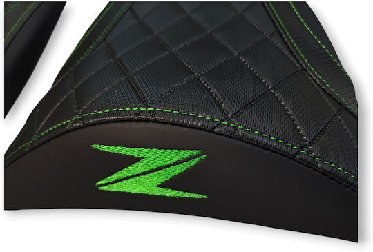 Z750-1000 Gen1 Kawasaki Quilted Diamond Seat Cover Green Stitching Logo