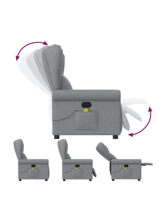 Relax Armchair Massage with Footstool Light Grey 77x91.5x96cm