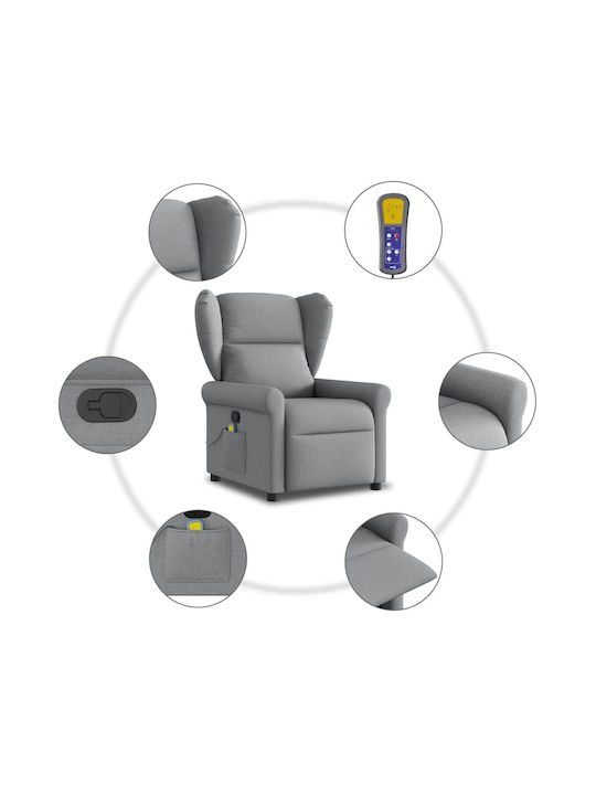 Relax Armchair Massage with Footstool Light Grey 77x91.5x96cm
