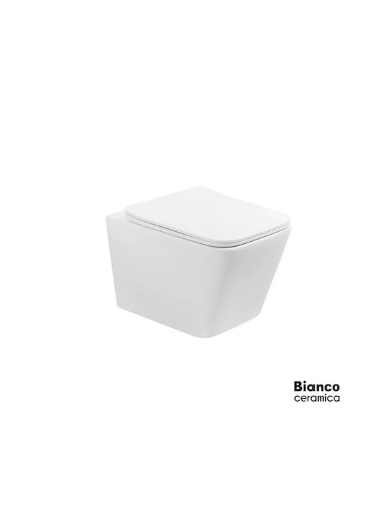 Bianco Ceramica Λεκάνη Κρεμαστή Rimless με Slim Κάλυμμα Soft Close Λευκή Bianco Ceramica Λεκάνη Κρεμαστή Rimless με Slim Κάλυμμα Soft Close Λευκή