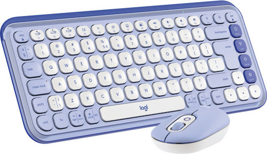 Logitech Pop Icon Безжично Комплект клавиатура и мишка Международен английски Лилав