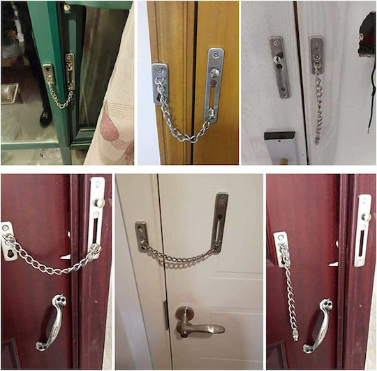 Door Handle with Chain Silver