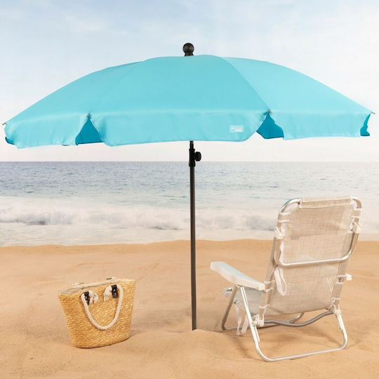 Aktive Solskjerm Folding Beach Umbrella Diameter 2m Light Blue