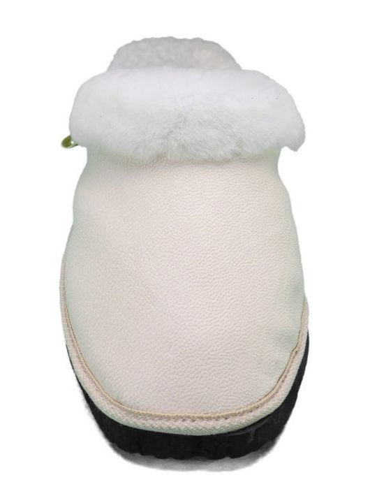 Anatomical Leather Women's Slippers in White color