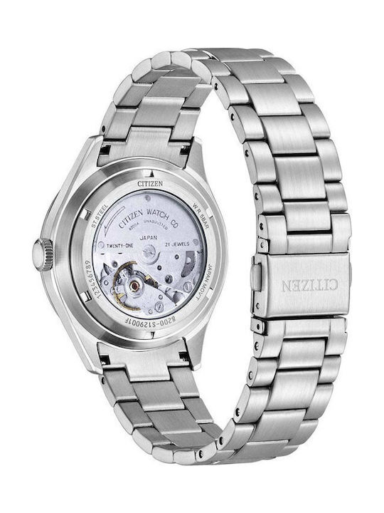 Citizen Ανδρικό Ρολόι 40mm Αυτόματο Ασημί