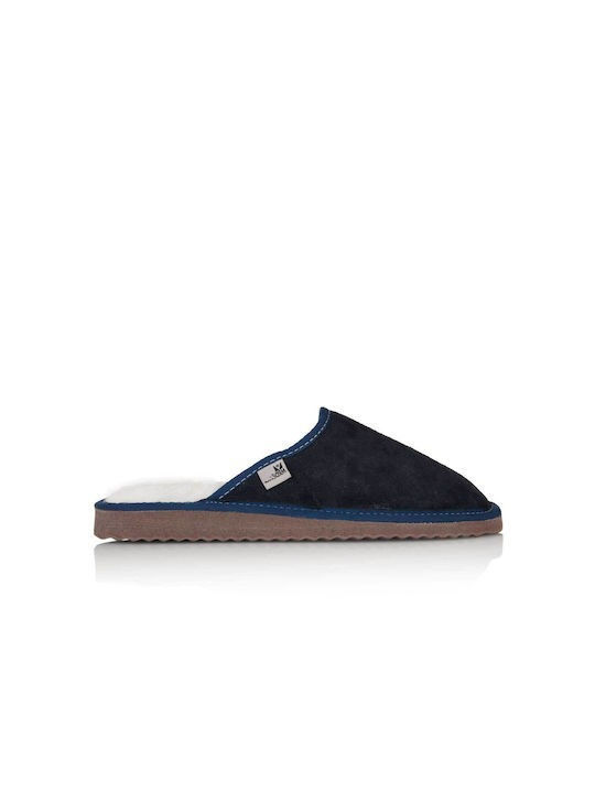 Men's Slippers with Fur Blue
