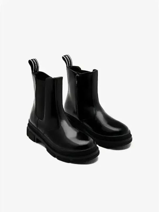 Conguitos Kids PU Leather Boots with Zipper Black