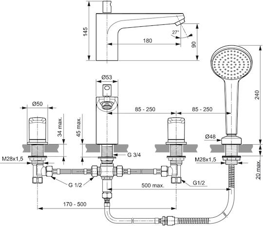 Ideal Standard за вана Сребрист
