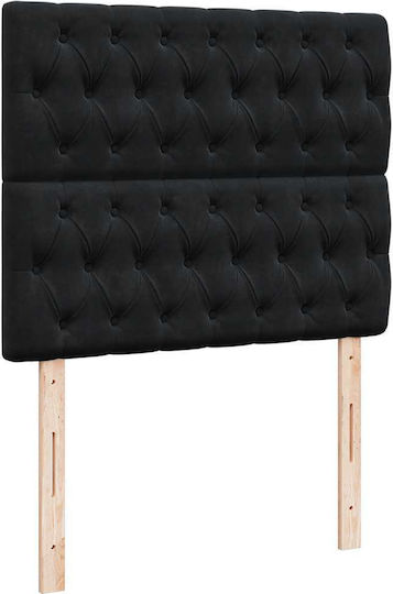 Semi-Double Bed Upholstered with Black Fabric with Storage Space Slats & Mattress 120x190cm