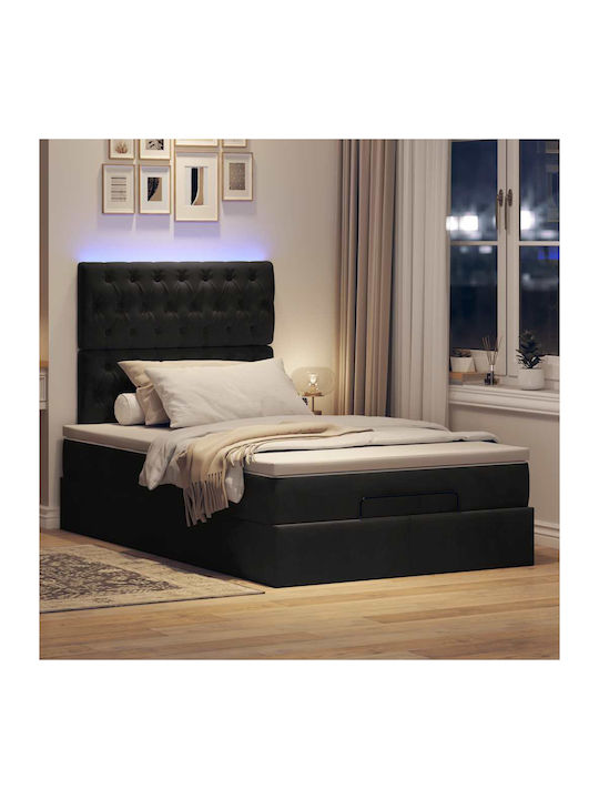 Doppelbett Mit Stoff Schwarz Mit Stauraum Mit Lattenrost & Matratze 120x190cm