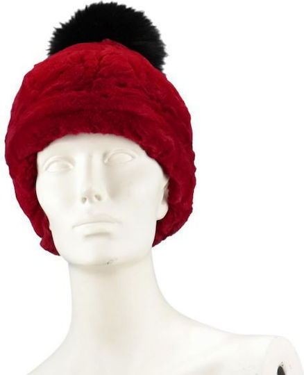 Pom Pom Beanie Unisex Beanie Knitted in Red color