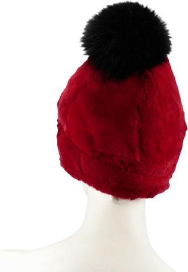 Pom Pom Beanie Unisex Beanie Knitted in Red color