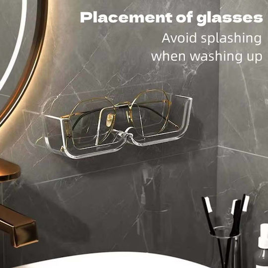Adhesive Glasses Organizer Base 17x5.5x3.5cm Transparent