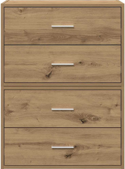 Wooden Chest of Drawers with 4 Drawers Coffee 60x31x60cm