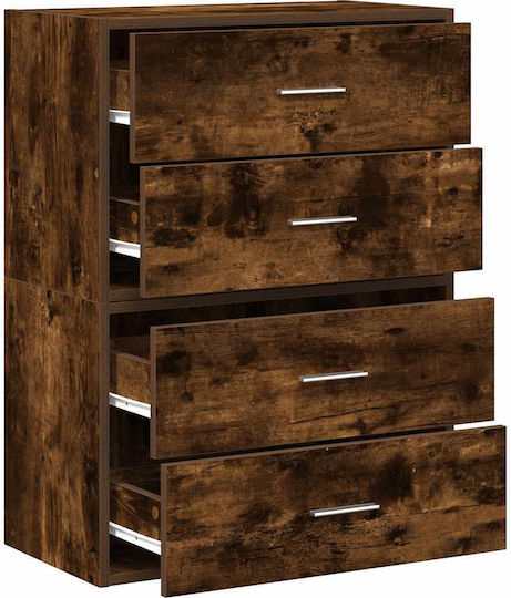 Wooden Chest of Drawers with 4 Drawers Smoked Oak 60x31x60cm