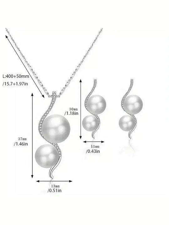 Set Necklace , Earrings & Pendant with Pearls