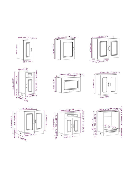 Vidaxl Kitchen Cabinet Set 14 Pieces Kalmar Engineered Wood