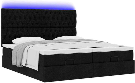 Doppelbett Beziehen Mit Stoff Schwarz Mit Lattenrost & Matratze 160x200cm
