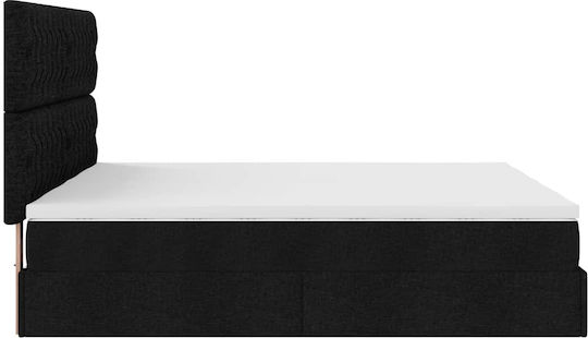 Doppelbett Beziehen Mit Stoff Schwarz Mit Lattenrost & Matratze 160x200cm