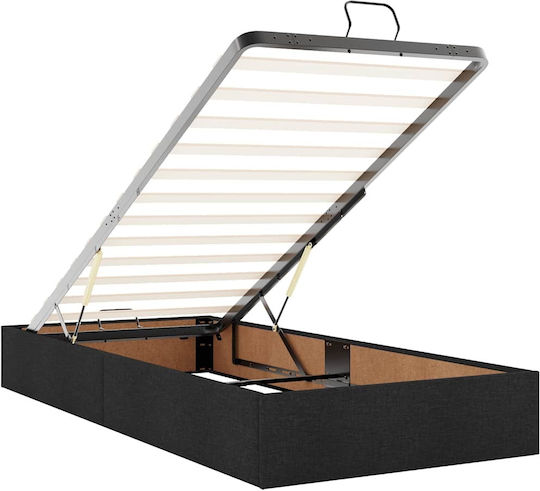 Doppelbett Beziehen Mit Stoff Schwarz Mit Lattenrost & Matratze 160x200cm