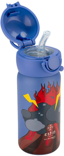 Estia Wonder Bottle Save the Aegean Kids Water Bottle Thermos Stainless Steel with Straw Non Spill Lava Splash 350ml