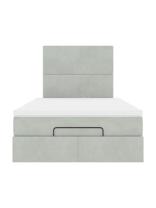 Double Upholstered Velvet Bed Light Gray with Slats and Mattress 120x190cm 3314234