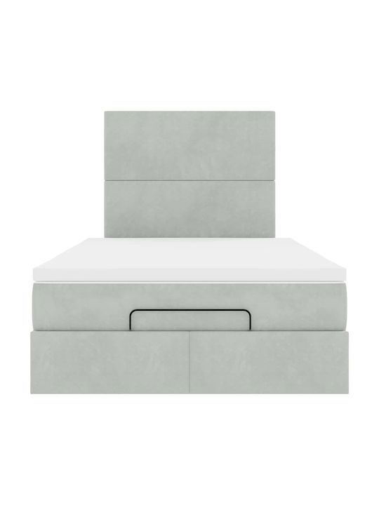 Double Upholstered Velvet Bed Light Gray with Slats and Mattress 120x190cm 3314234