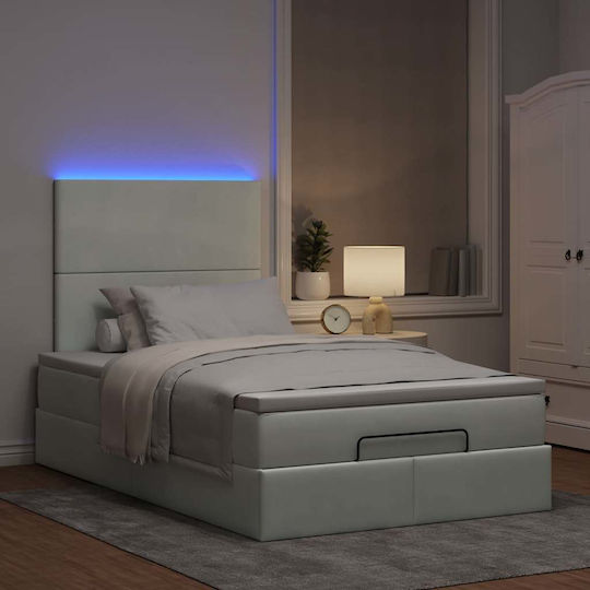 Double Upholstered Velvet Bed Light Gray with Slats and Mattress 120x190cm