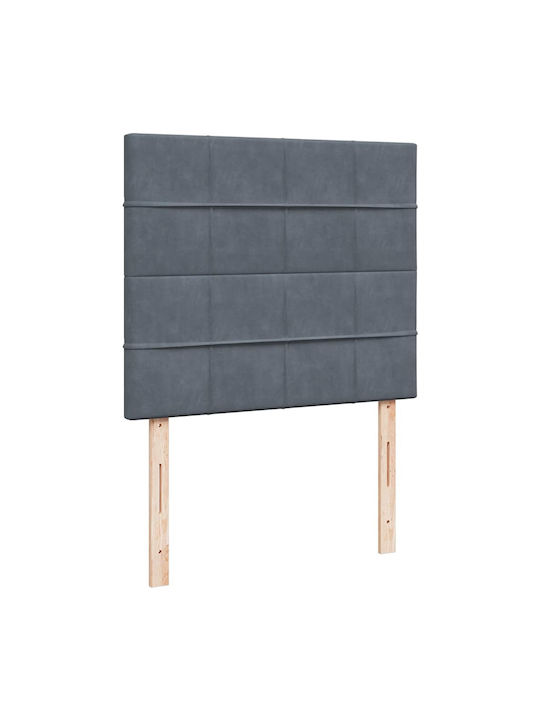 Pat Semi-dublu Tapițat cu Catifea Gri Închis cu Plăci și Saltea 120x190cm