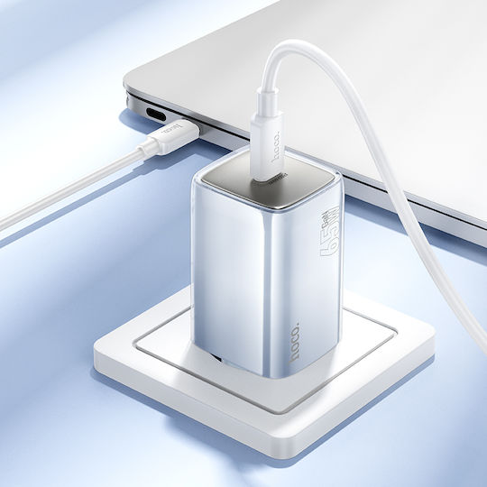 Hoco Φορτιστής Χωρίς Καλώδιο GaN με Θύρα USB-C 65W Power Delivery Μπλε (N48)