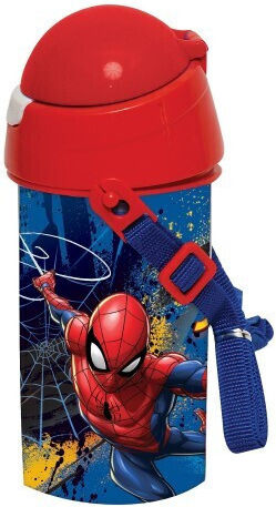 Gim Spiderman Детска Бутилка За Вода Spiderman Пластмаса със Сламка Синя 500ml