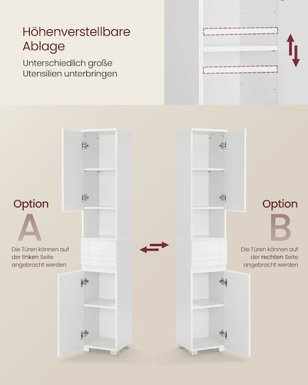 Vasagle Floor Bathroom Column Cabinet L30xD30xH30cm White