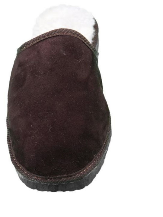 Men's Leather Slippers Brown