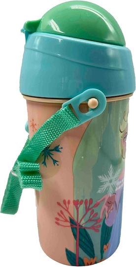 Gim Frozen Kunststoff Kinder Trinkflasche mit Stroh Grün 500ml