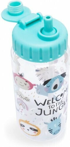iDrink Jungle Kids Water Bottle Plastic with Straw Green 400ml