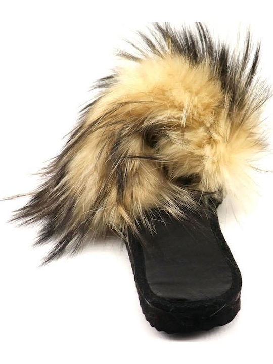 Women's Slippers with Animals Brown