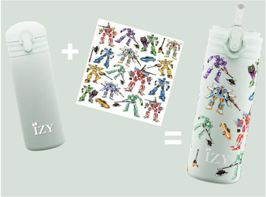 Yoko Design Kids Water Bottle Thermos Transformers Stainless Steel with Straw Non Spill 350ml
